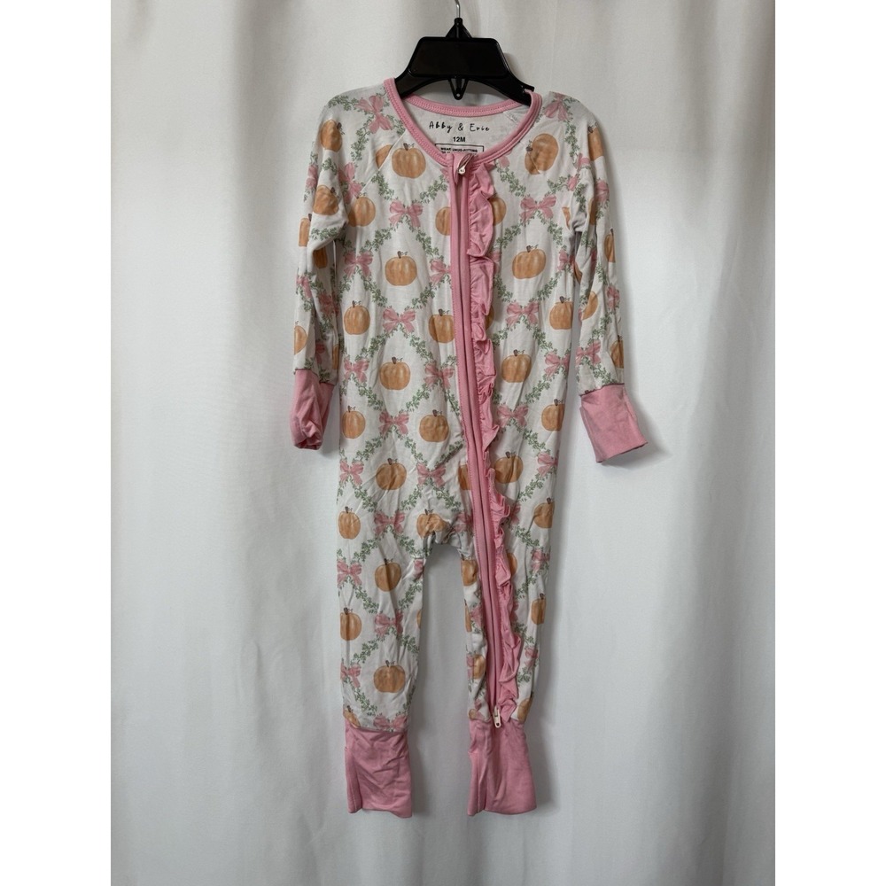 Bamboo Pajamas Abby & Evie Zippy Long Sleeve Pumpkin Fall Baby 12 Months Sleeper